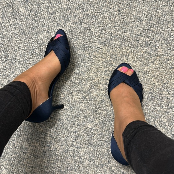 Nina Blue Elegant Peep-Toe Heels - Picture 6 of 6